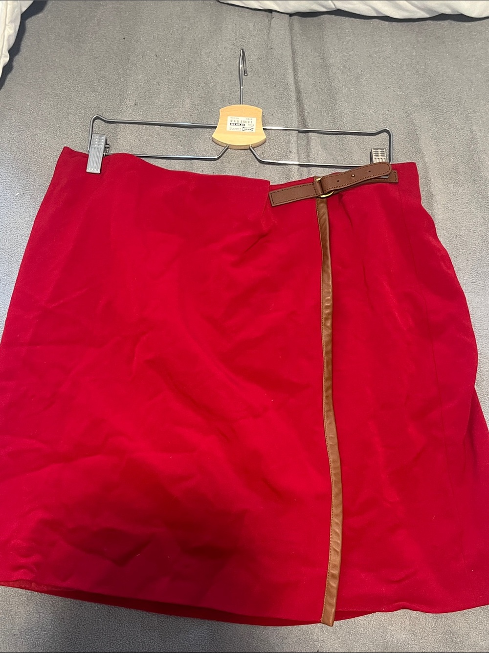 Ralph Lauren red wool miniskirt with leather